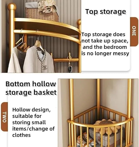 Cuier de Colț Multifuncțional cu Roți – Auriu