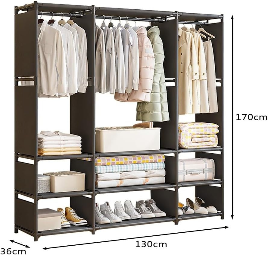 Dulap Textil Organizator pentru Haine cu Umeraș și Rafturi - imagine 5