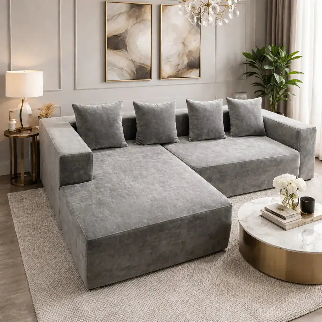 Canapea Modulara L 240x150 cm Sezlong Stanga Spuma Premium Confort - imagine 3
