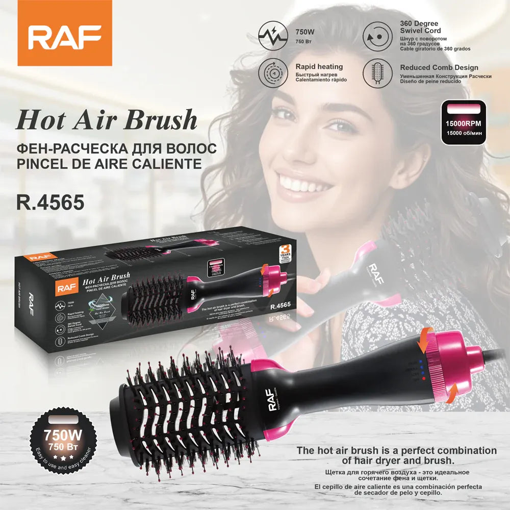 Perie cu Aer Cald 6 în 1, 1200W, pentru Uscare, Îndreptare, Ondulare și Volum, 6 Accesorii