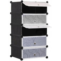 Dulap Modular pentru Încălțăminte cu 5 Niveluri, Design Portabil, cu Uși – 85 x 47 x 37 cm