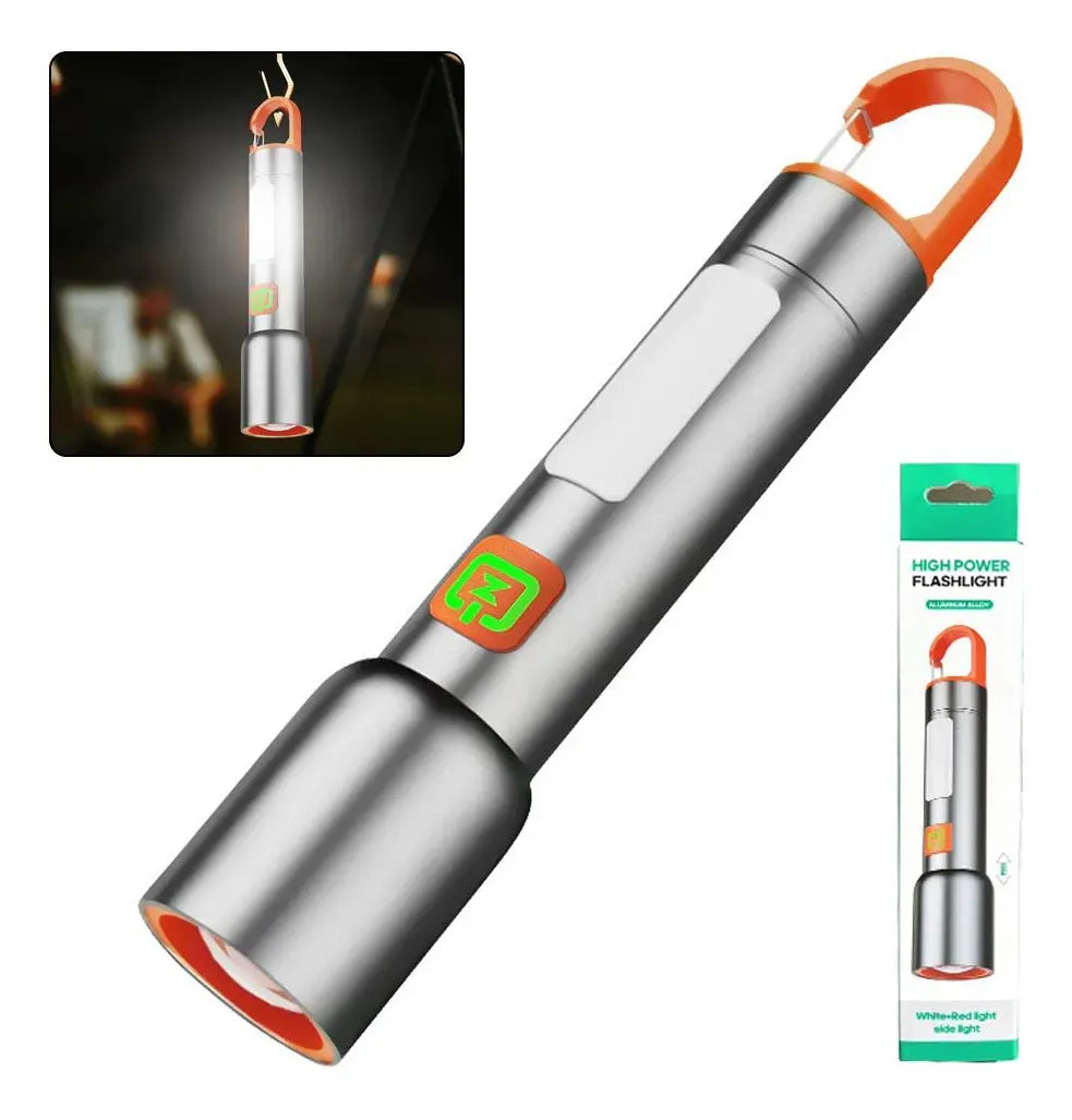 Lanternă LED Multifuncțională Reîncărcabilă – Zoom Reglabil, Încărcare Type-C, 5 Moduri Iluminare - imagine 2