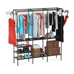 Suport pentru umerașe stander haine, 3 rafturi, 8 cârlige, 175 cm