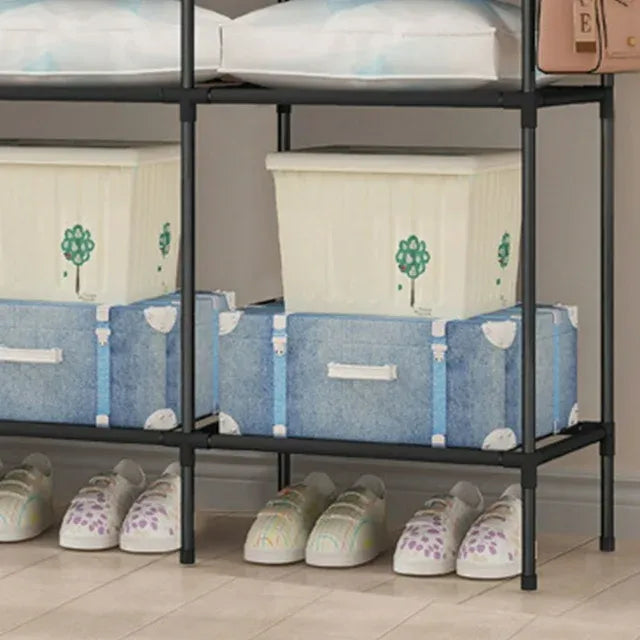 Suport pentru umerașe stander haine, 3 rafturi, 8 cârlige, 175 cm - imagine 3