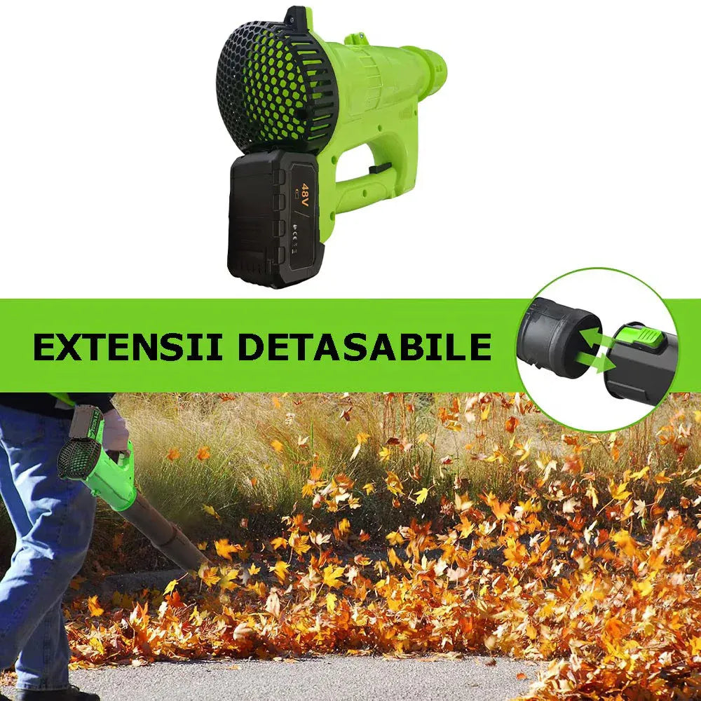 Suflantă Electrică de Frunze cu 2 Acumulatori – Putere Mare 3500W, 12.000 RPM - imagine 3