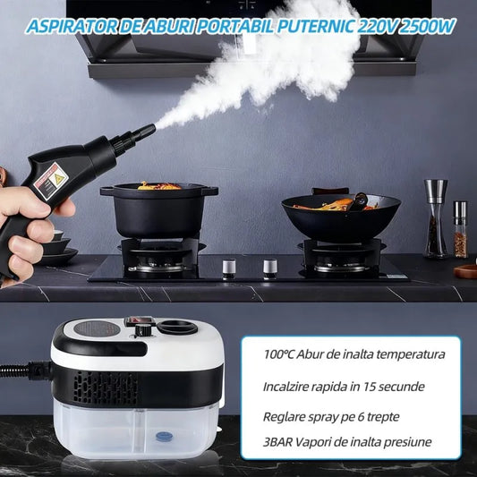 Aparat de Curățat cu Abur, 2500W, Rezervor 1L, 14 Accesorii, Presiune Înaltă,