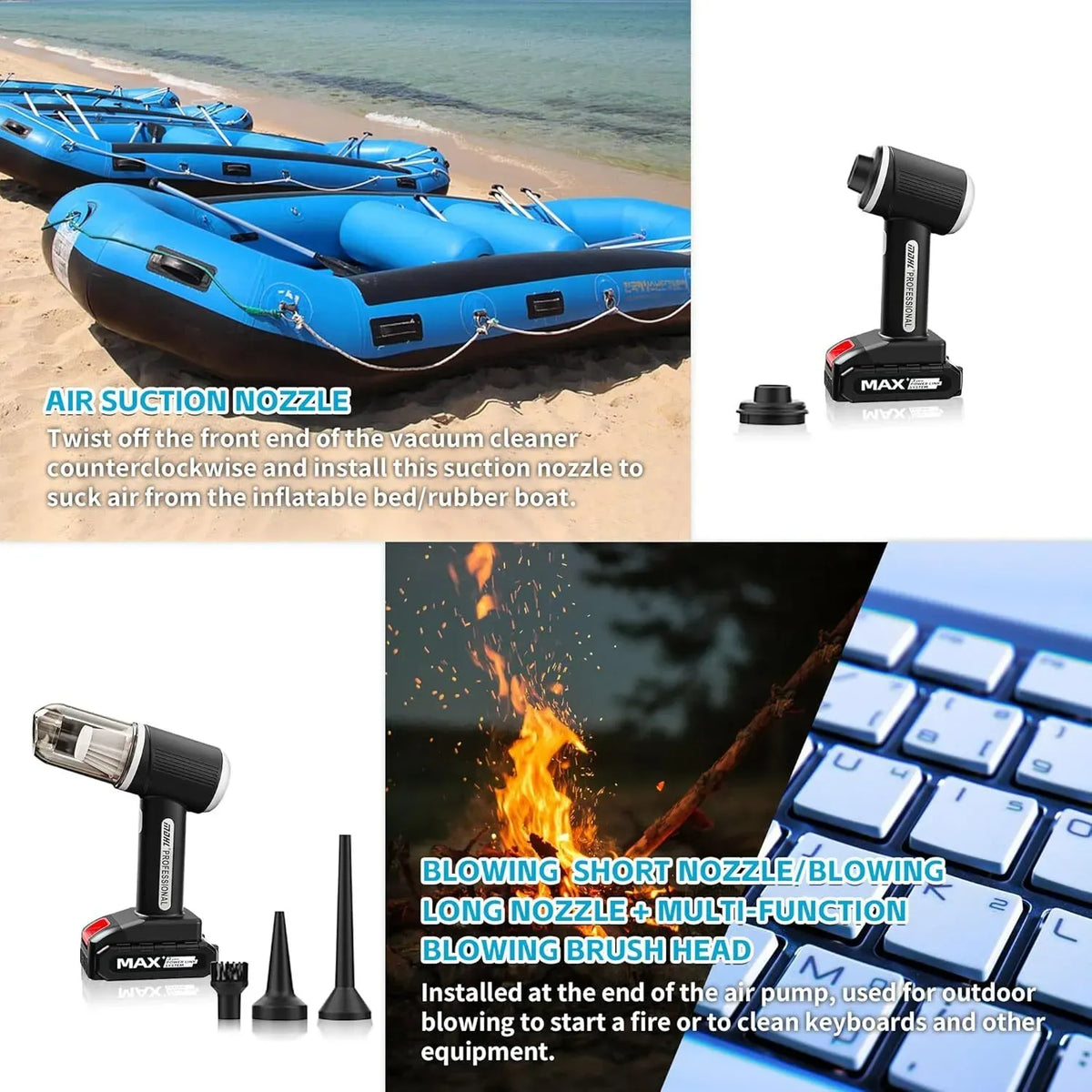 Aspirator Portabil Wireless 7-în-1 cu Funcție de Aspirare și Suflare - imagine 6