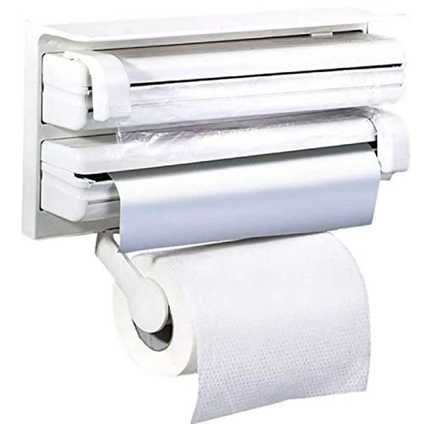 Dispenser 3 în 1 pentru Folie Alimentară, Folie de Aluminiu, Montare pe Perete