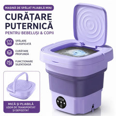 Mașină de Spălat Pliabilă 11L cu Centrifugare și Panou de Comandă Tactil