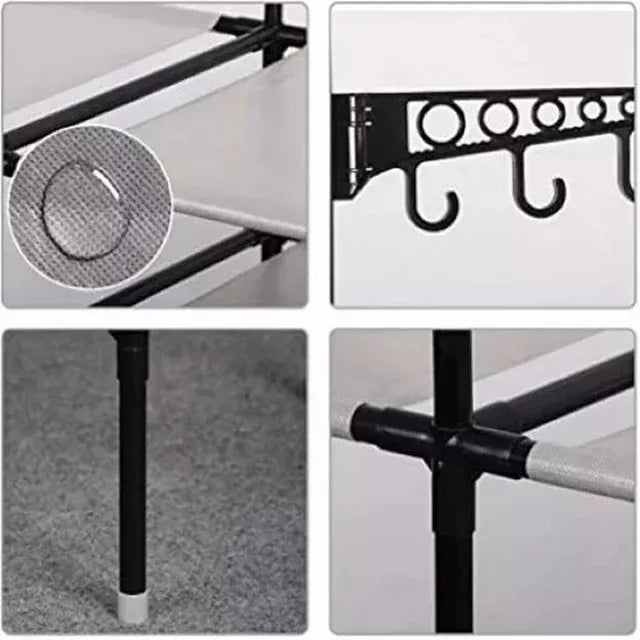 Suport pentru umerașe stander haine, 3 rafturi, 8 cârlige, 175 cm - imagine 8