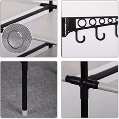 Suport pentru umerașe stander haine, 3 rafturi, 8 cârlige, 175 cm