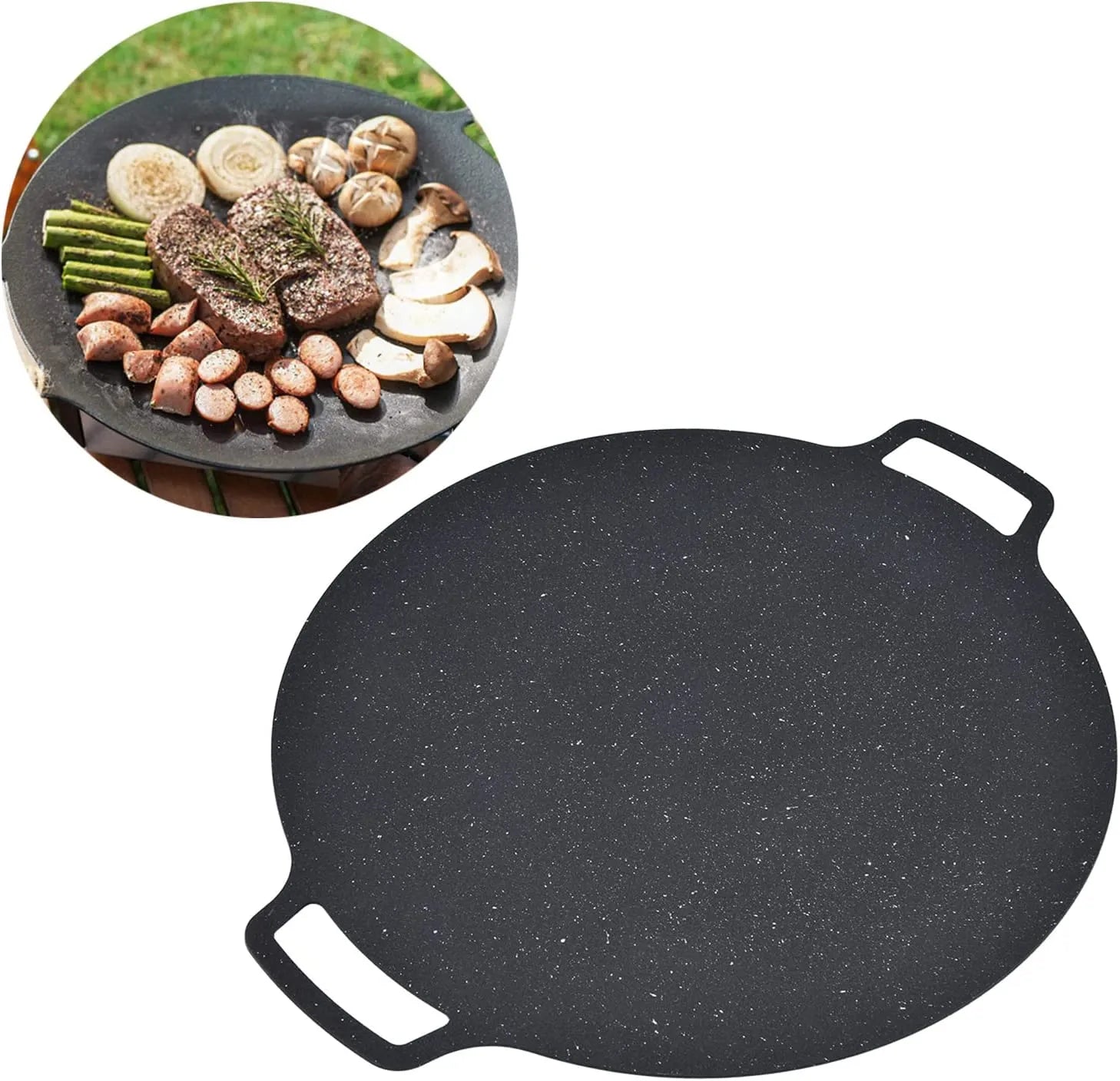 Plită Rotundă pentru Grătar Coreean, 30 cm, Suprafață Antiaderentă, pentru Aragaz și Plită - imagine 2