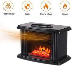 Mini Aerotermă Tip Șemineu cu Imitație Flacără