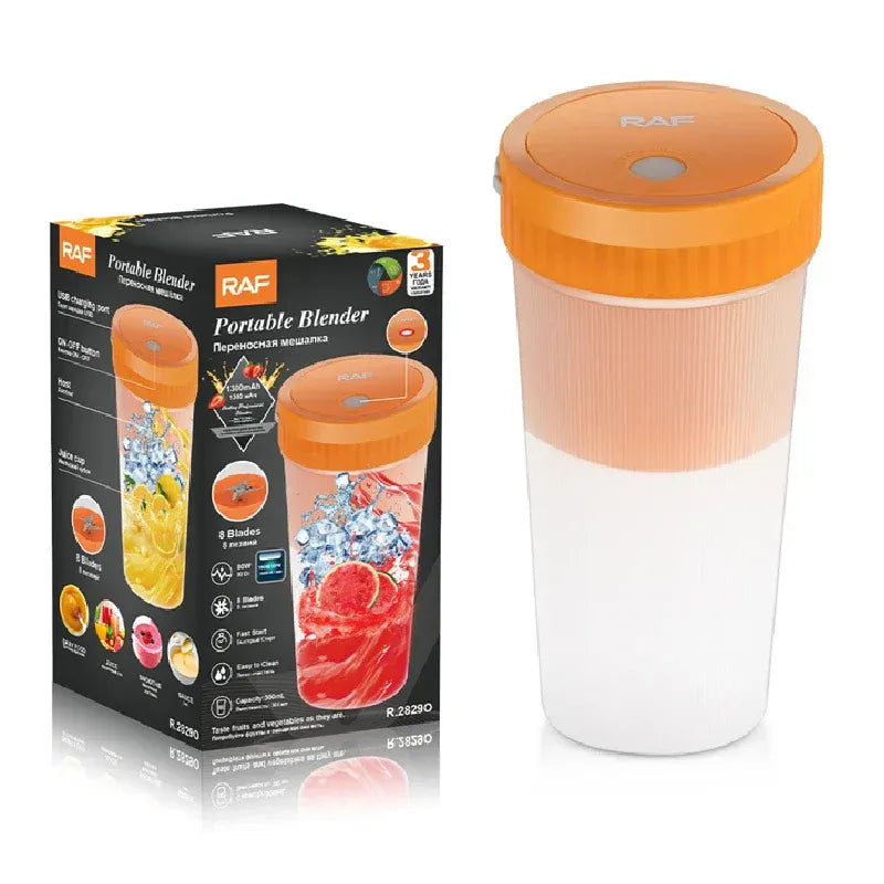 Blender Portabil Reîncărcabil USB 300ml, 6 Lame din Inox, pentru Smoothie și Shake