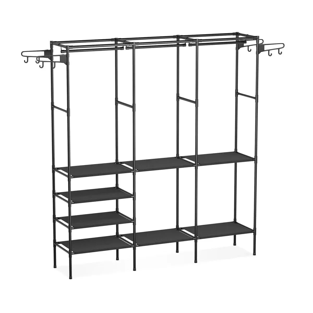 Suport pentru umerașe stander haine, 3 rafturi, 8 cârlige, 175 cm - imagine 6