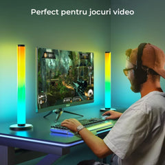 Set 2 bare LED RGB inteligente pentru ambient gaming si entertainment