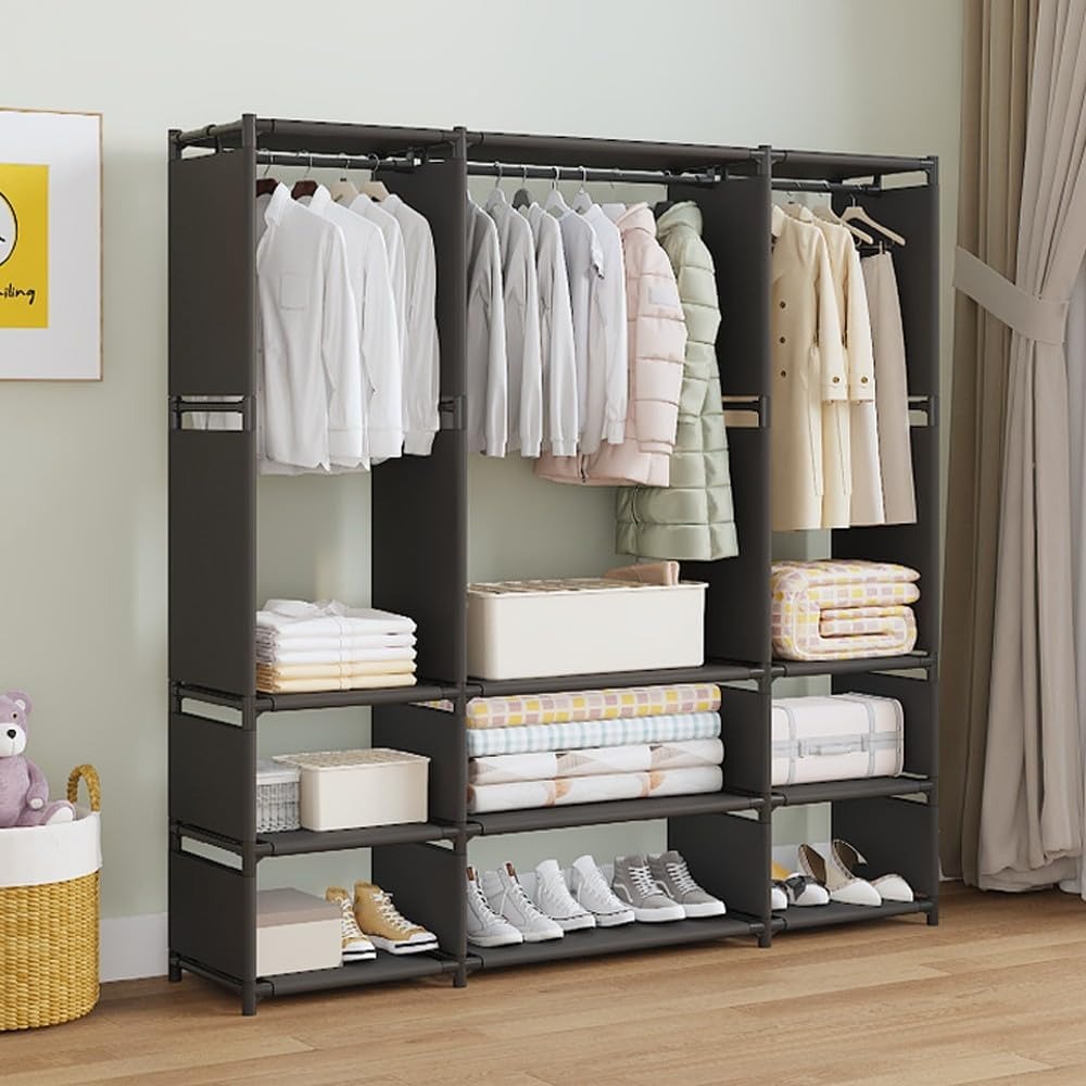 Dulap Textil Organizator pentru Haine cu Umeraș și Rafturi