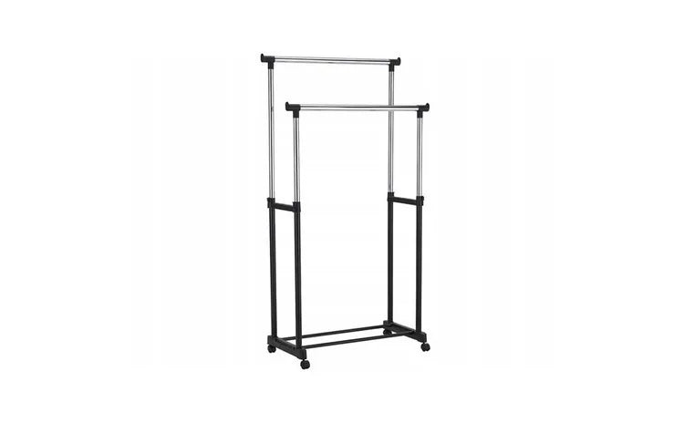 Suport Mobil Dublu Metalic pentru Haine cu Înălțime Reglabilă 86–161 cm