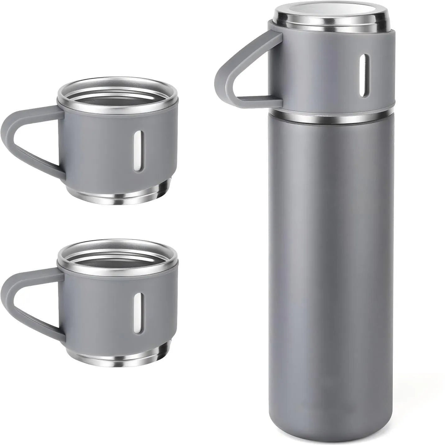 Set termos 500 ml cu 3 cesti din inox, ideal pentru calatorii si activitati in aer liber