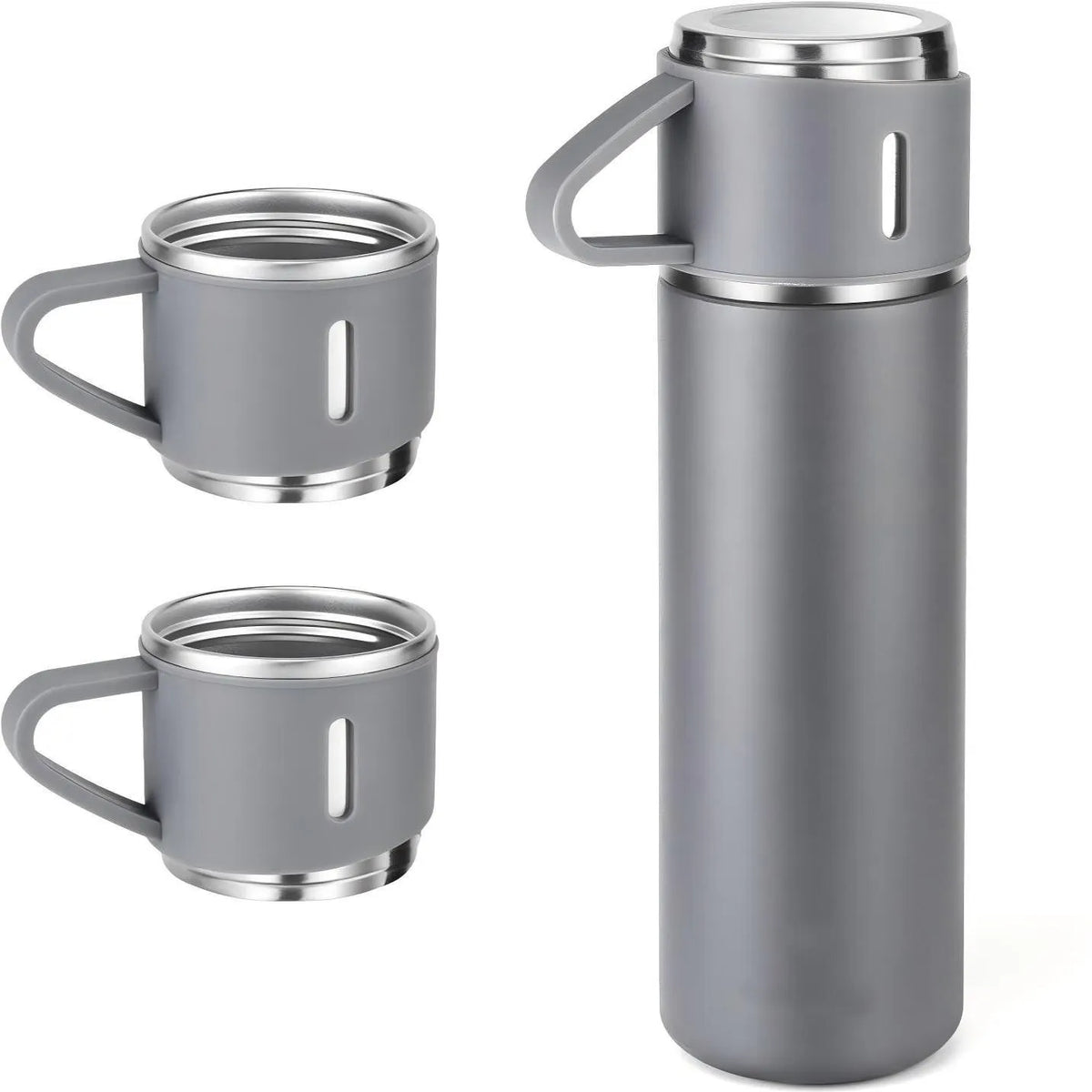 Set termos 500 ml cu 3 cesti din inox, ideal pentru calatorii si activitati in aer liber