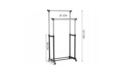 Suport Mobil Dublu Metalic pentru Haine cu Înălțime Reglabilă 86–161 cm