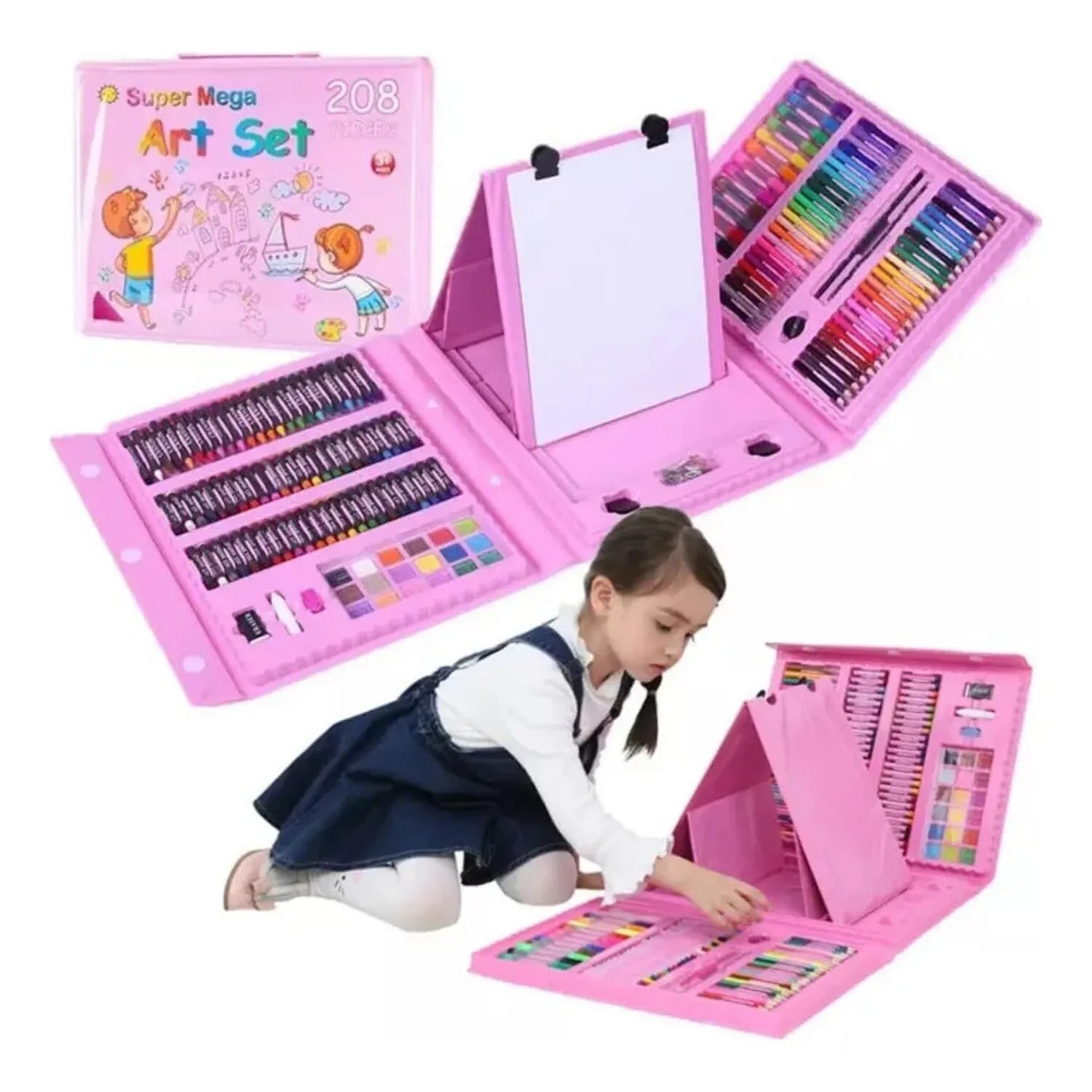 Set pictura si desen pentru copii, 208 piese, trusa completa pentru creativitate