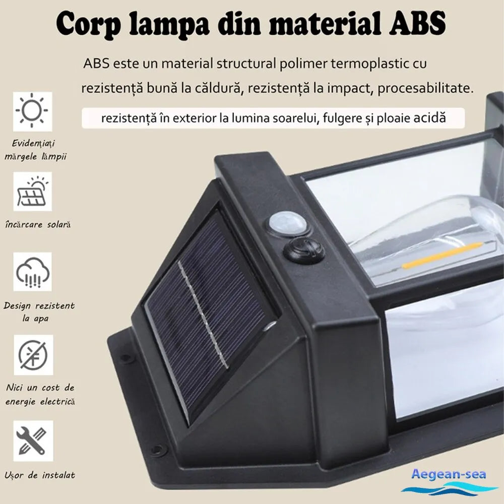 Lampă Solară Exterior LED IP65 Impermeabilă pentru Grădină și Terasă - imagine 3