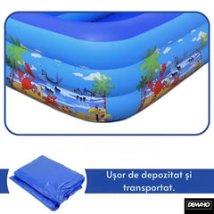 Piscină Gonflabilă Dreptunghiulară XXL, 3 Inele, 300 x 172 x 54 cm