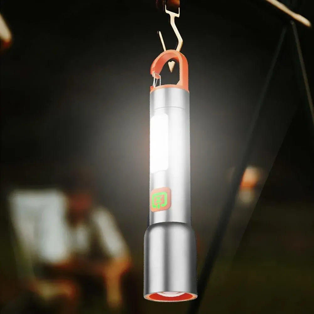 Lanternă LED Multifuncțională Reîncărcabilă – Zoom Reglabil, Încărcare Type-C, 5 Moduri Iluminare