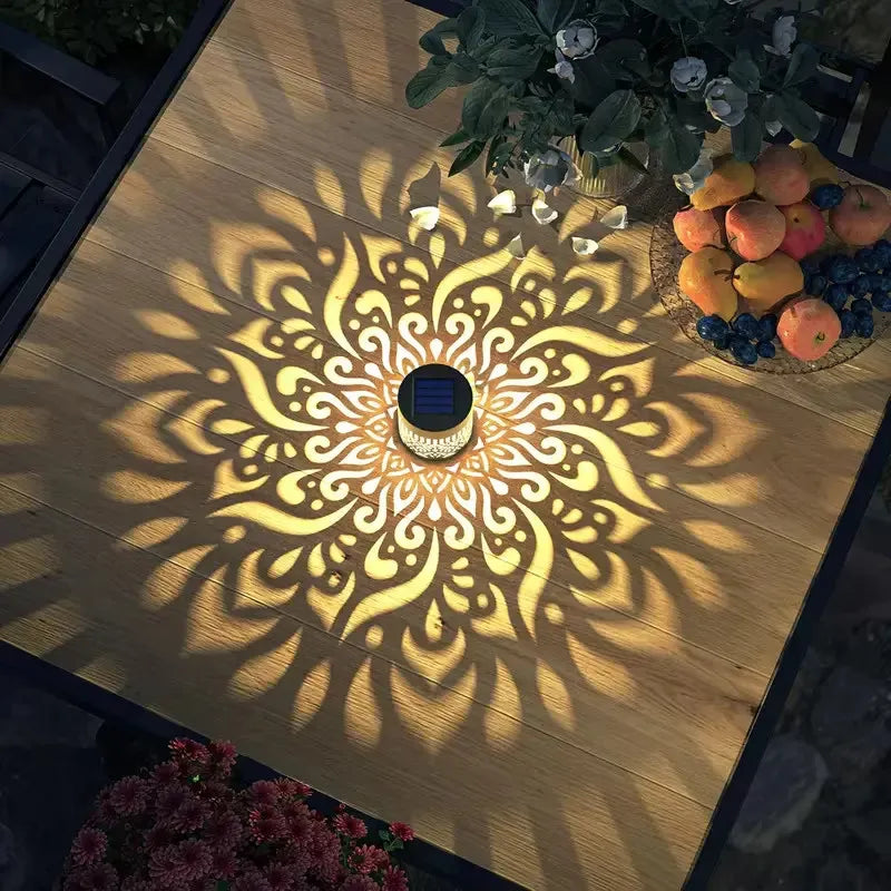 Lampi Solare Mandala pentru Gradina, Set 2 Buc, Metal, IP65, Montare Semi-Flush
