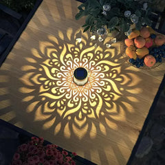 Lampi Solare Mandala pentru Gradina, Set 2 Buc, Metal, IP65, Montare Semi-Flush
