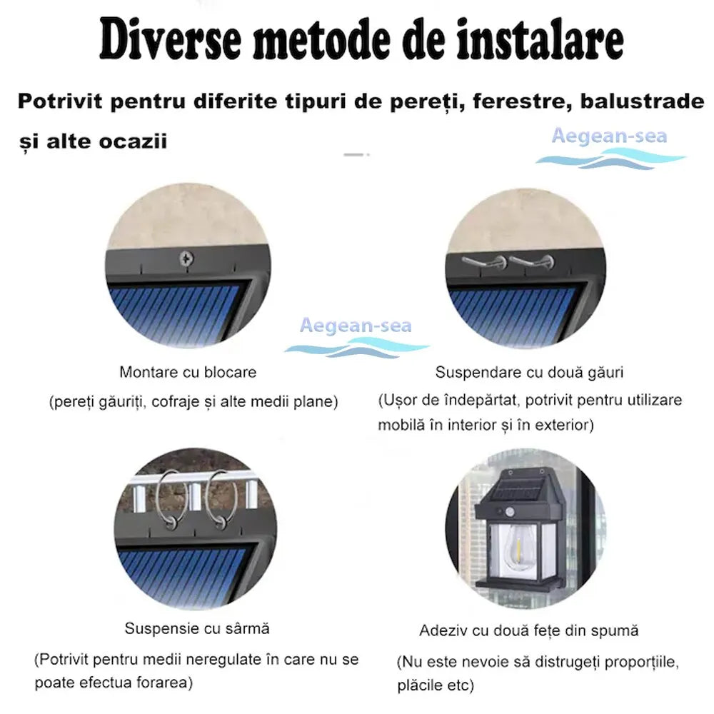 Lampă Solară Exterior LED IP65 Impermeabilă pentru Grădină și Terasă - imagine 6