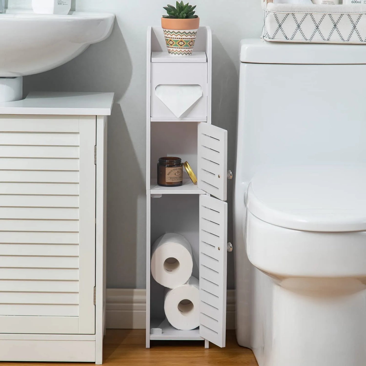 Dulap de Baie cu 4 Niveluri – 78 x 17 x 15 cm, PVC, Organizator Îngust pentru Spații Mici - imagine 3