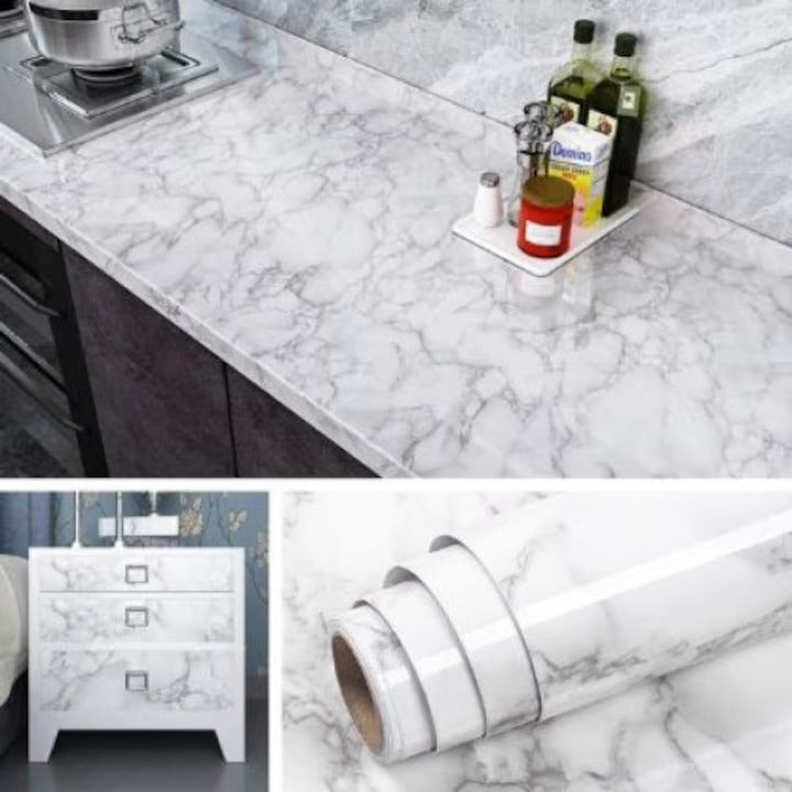 Autocolant marmura autoadeziv gri deschis pentru decor modern - imagine 7