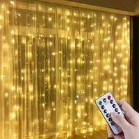 Instalație Tip Perdea cu Fir de Cupru 3x3m, 300 LED-uri și Telecomandă, pentru Interior