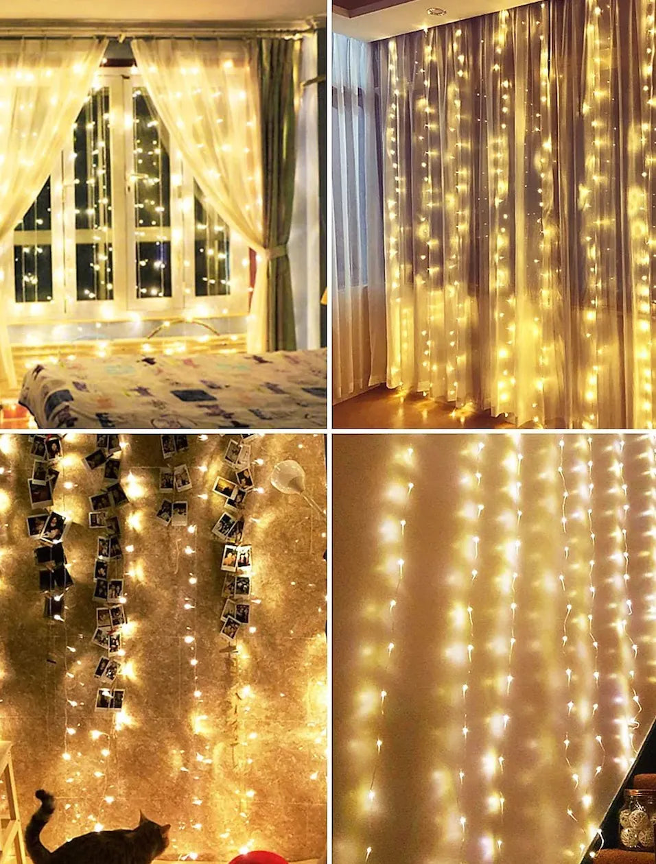 Instalație Tip Perdea cu Fir de Cupru 3x3m, 300 LED-uri și Telecomandă, pentru Interior - imagine 5
