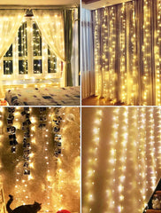 Instalație Tip Perdea cu Fir de Cupru 3x3m, 300 LED-uri și Telecomandă, pentru Interior - imagine 5