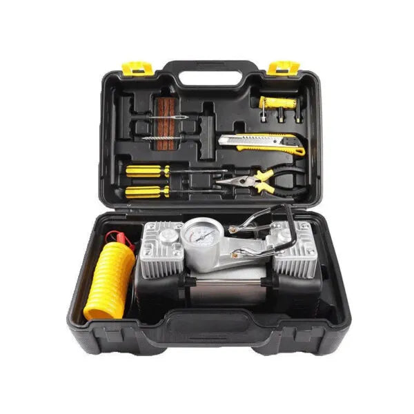 Compresor Auto 12V cu 2 Cilindri și 7 Accesorii Incluse