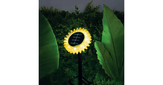 Lampă Solară de Grădină Floarea Soarelui, LED Alb Cald, 35 cm, Galbenă - imagine 2