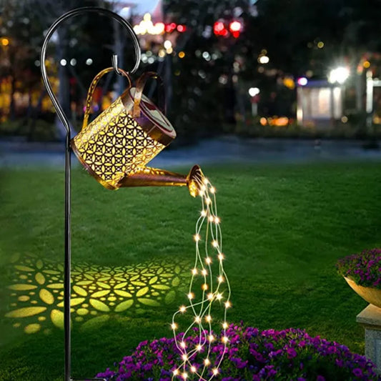 Lampă Solară LED Tip Stropitoare cu Stele, Fier Forjat, Design Retro, IP65, 80 cm