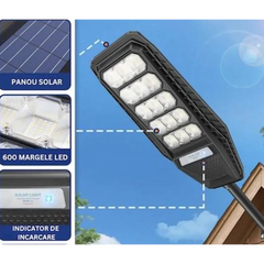 Lampă Solară Stradală 500W cu 15 Casete LED și Baterie 24000mAh - imagine 3