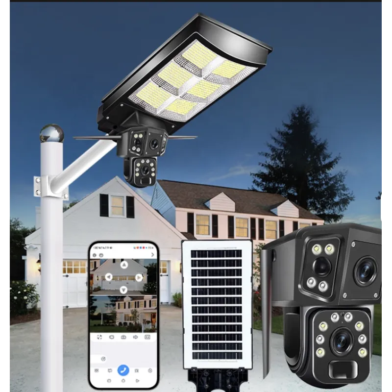 Lampă Solară Stradală cu Cameră de Supraveghere 4G 8MP 4K, Vedere Nocturnă și Detecție Mișcare - imagine 5