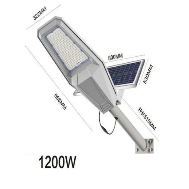 Lampa Solara Stradala JORTAN 1200W cu Telecomanda IP67 6500K Aluminiu - imagine 3