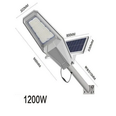 Lampa Solara Stradala JORTAN 1200W cu Telecomanda IP67 6500K Aluminiu - imagine 3