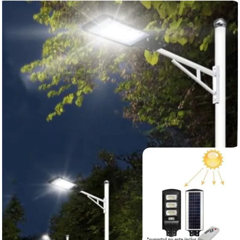 Lampă Solară Stradală LED 150W IP65 6000K cu Senzor de Mișcare și Telecomandă - imagine 5
