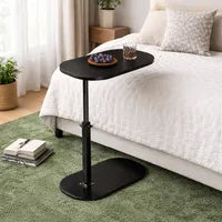 Masuta de cafea reglabila cu picior tip C pentru pat sau canapea, blat rotativ 360°, 40 x 30 cm, inaltime 43-80 cm