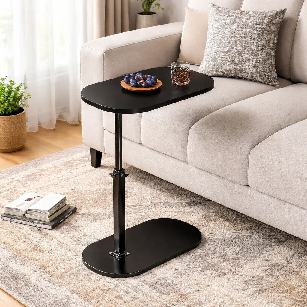 Masuta de cafea reglabila cu picior tip C pentru pat sau canapea, blat rotativ 360°, 40 x 30 cm, inaltime 43-80 cm - imagine 2