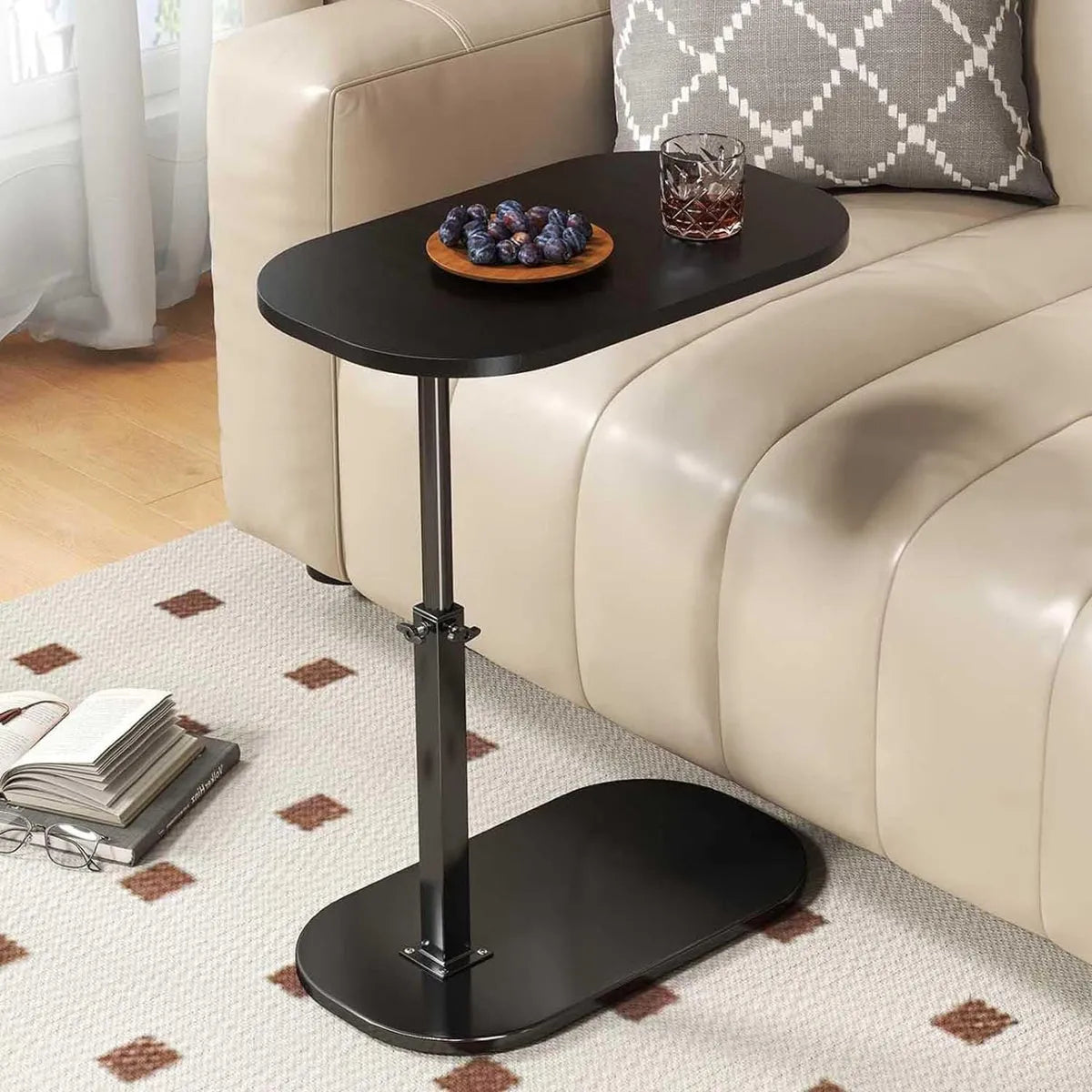 Masuta de cafea reglabila cu picior tip C pentru pat sau canapea, blat rotativ 360°, 40 x 30 cm, inaltime 43-80 cm - imagine 4