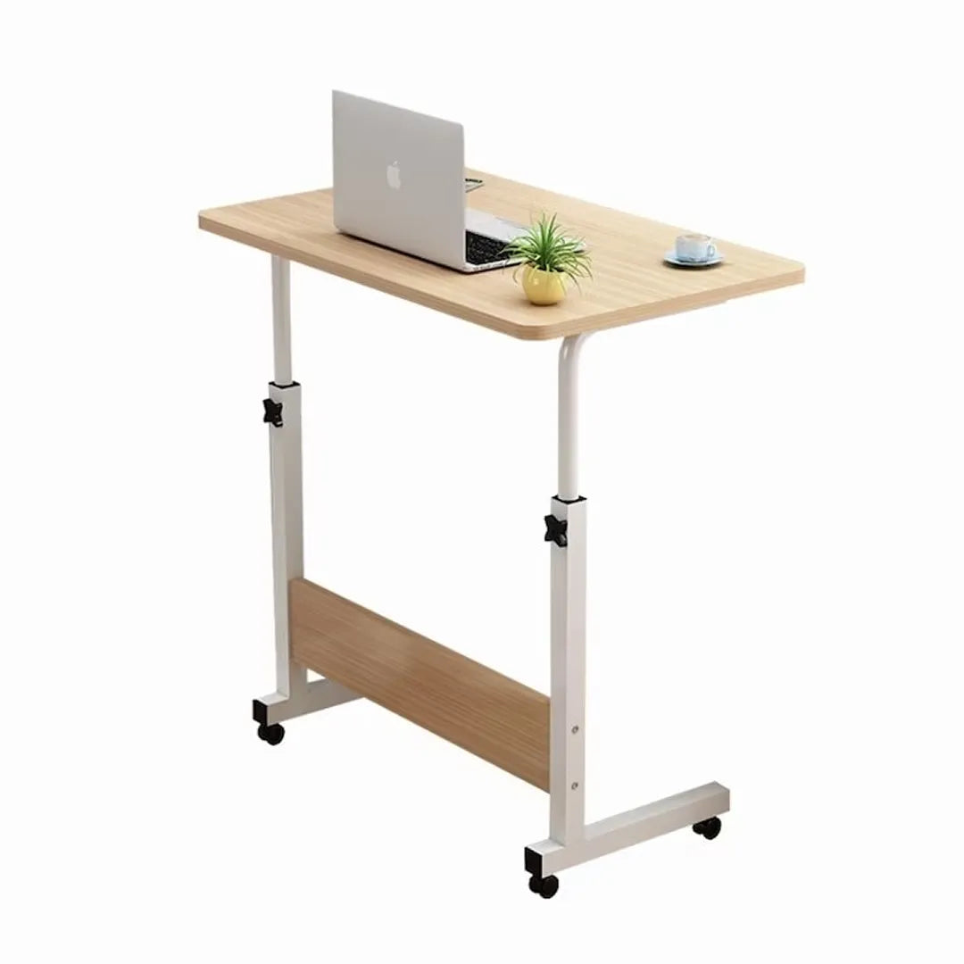 Masuta Laptop Reglabila cu Roti 60x40 cm, Cadru Metalic, Blat MDF, Inaltime Ajustabila, Maro - imagine 3