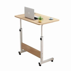 Masuta Laptop Reglabila cu Roti 60x40 cm, Cadru Metalic, Blat MDF, Inaltime Ajustabila, Maro - imagine 3